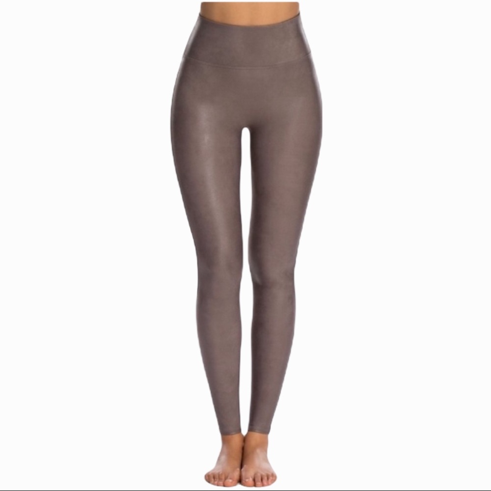 Spanx Faux Leather Leggings in Color Antique Rose - Picture 2 of 5